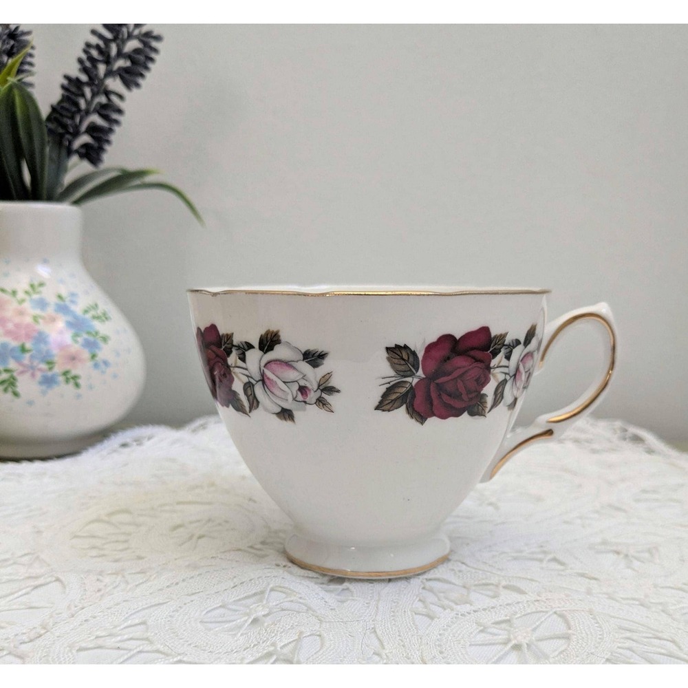 Vintage Royal Osborne Teacup Replacement, Fine Bone China England Cup, Red Rose